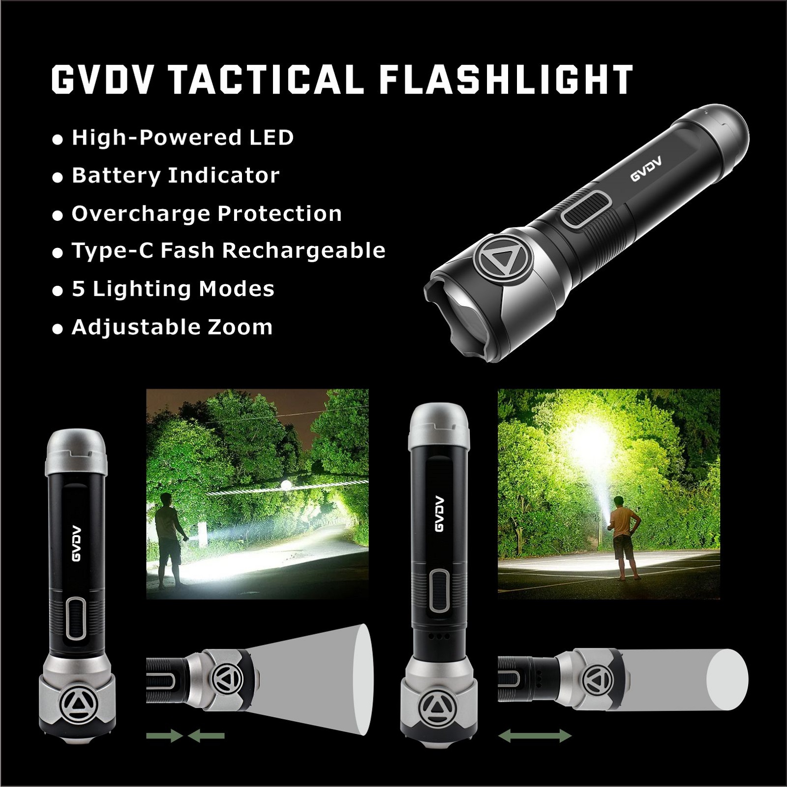 GVDV 3pcs Camping Light Kit, Rechargeable LED Camping Flashlights  Headlamp   Lantern, 4000 Lumens Super Bright COB LED Camping Light Set for Emergency/ Camping/Hiking/Outage