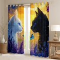 thumbnail image 2 of Feelyou Black White Cat Curtains Pack of 2 (42x84 Each), Dreamy Butterfly Lavender Curtains Blackout, Romantic Valentines Day Bedroom Curtains, Window Curtains Home Decor, 2 of 6