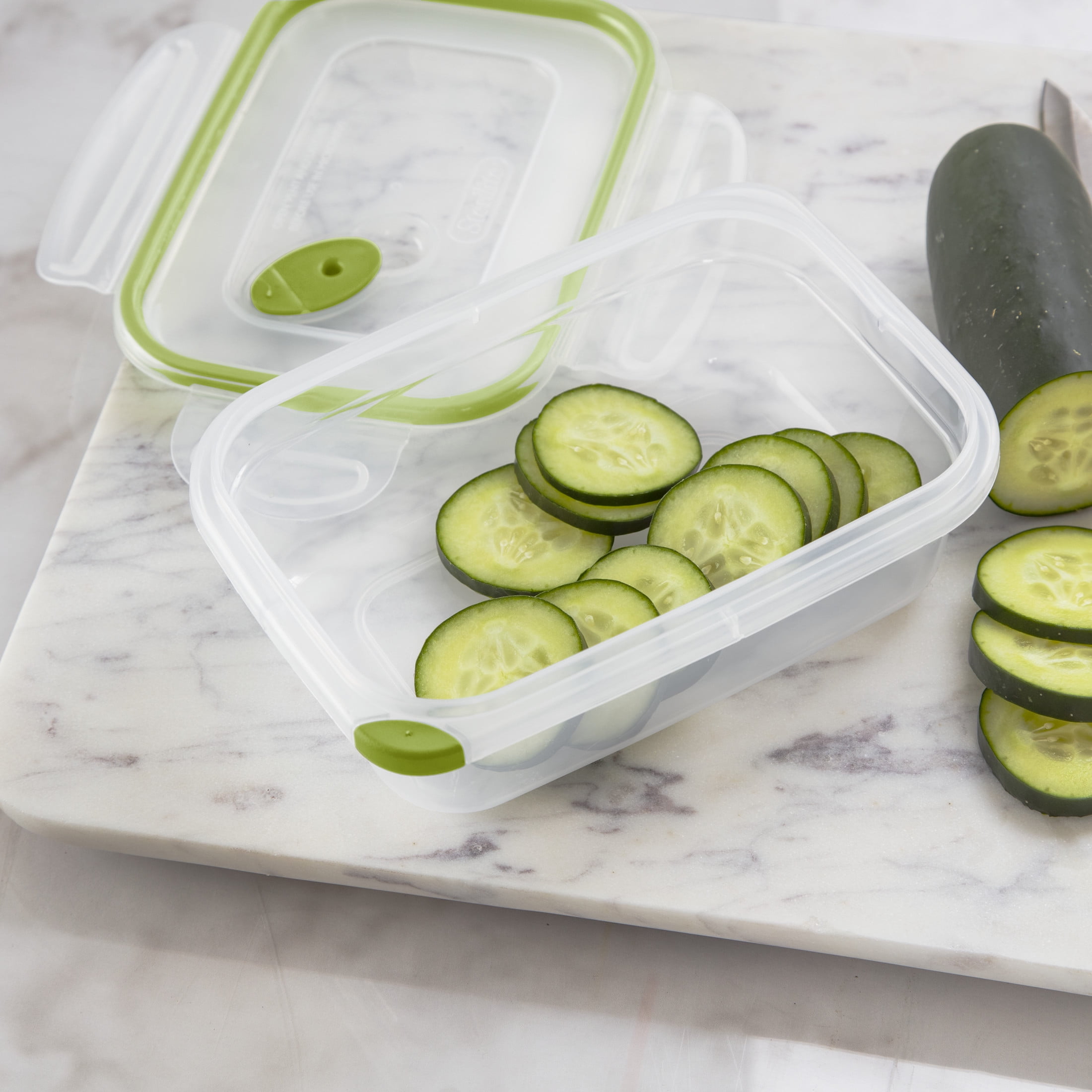 Sterilite Ultra•Seal™ 3.1 Cup Rectangle, Latching Food Storage Container, Airtight Watertight Seal, Green, 6 Count