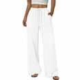 thumbnail image 2 of YuXingFu Womens Solid Tie Wide Leg Long Pants White S, 2 of 7