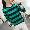 thumbnail image 2 of Women's Stripe Versatile Cotton Long Sleeve Sweatshirt, 2 of 12