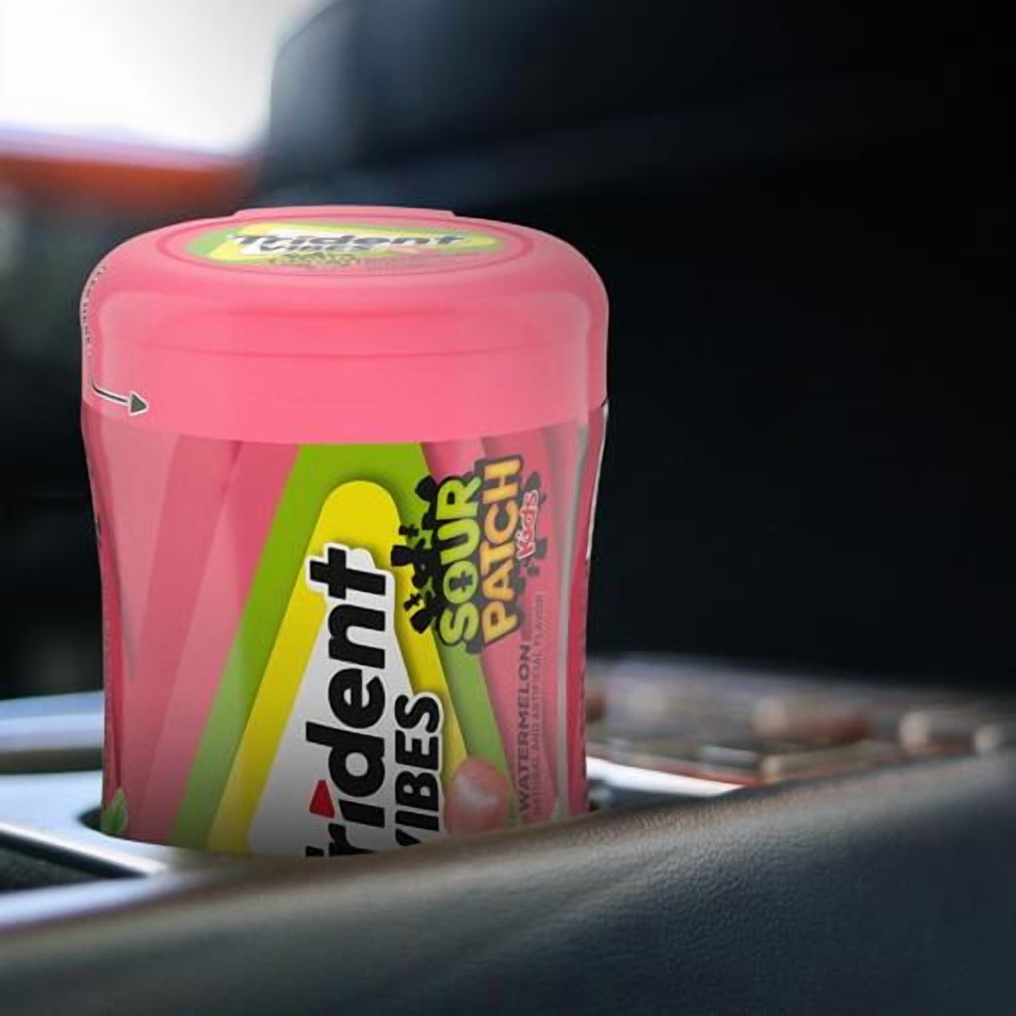 Trident Vibes Sour Patch Kids Watermelon Sugar Free Gum, 40 Piece Bottle - Pack of 2