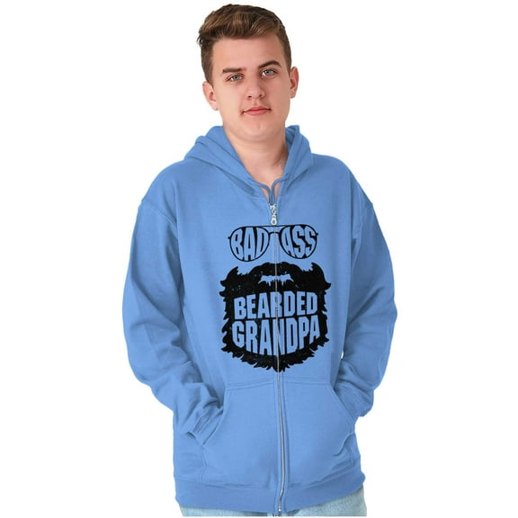 Baddie Bearded Grandpa Cool Funny Zip Hoodie Sweatshirt Men Brisco Brands 2X