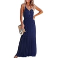 thumbnail image 1 of Vestido Maxi PRETTYGARDEN sin mangas con tirantes finos azul marino talla S, 1 of 4