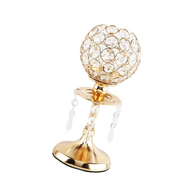Wweixi Luxury Crystal Candle Holder Pillar Candlestick Ceremony Stand Decor Table Gold S 1Set