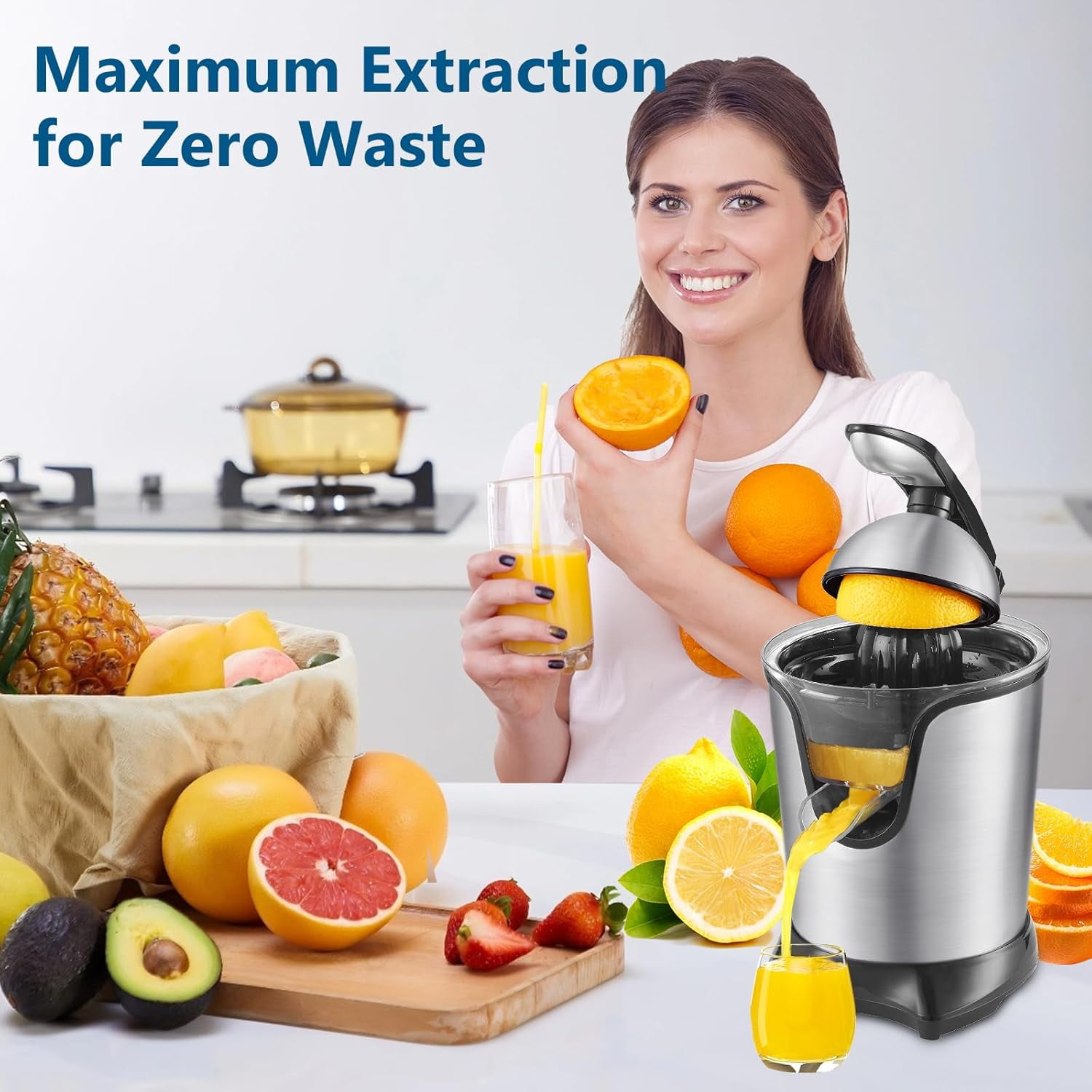 Electric Citrus Juicer Stainless Steel Hands  Lime Grapefruit Squeezer for Fresh