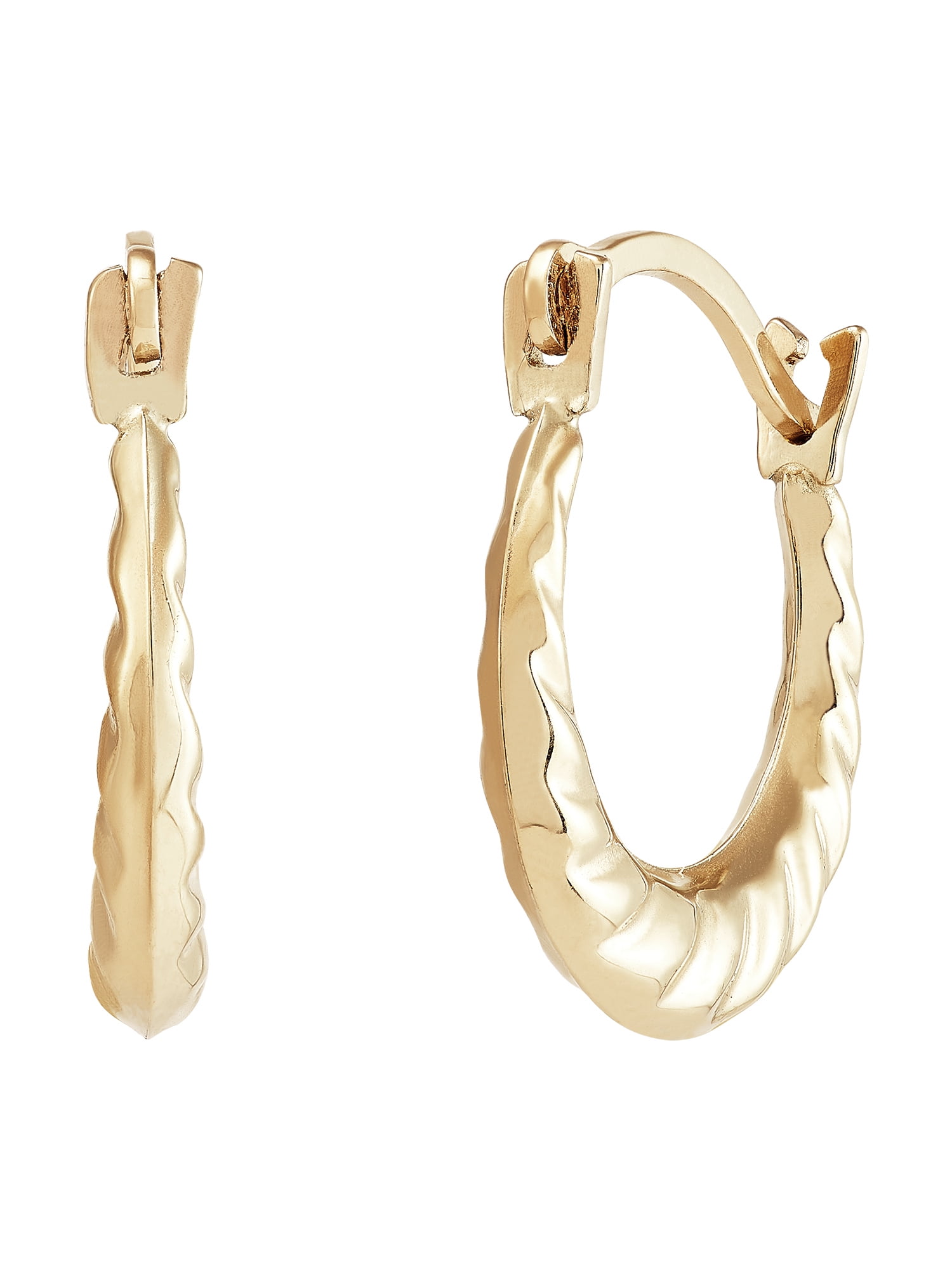 Brilliance Fine Jewelry 10K Yellow Gold Polished Round Swirl Hoop Earrings