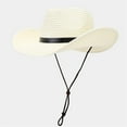 thumbnail image 2 of ZHENHONG Cowboy Hats for Women and Men Trendy Wide Brim Travel Sunproof Straw Hat Casual Solid Color Headwear White, 2 of 6