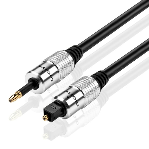 Premium Mini Toslink to Toslink Digital Optical Audio Cable (6 Feet) Standard Toslink to Mini