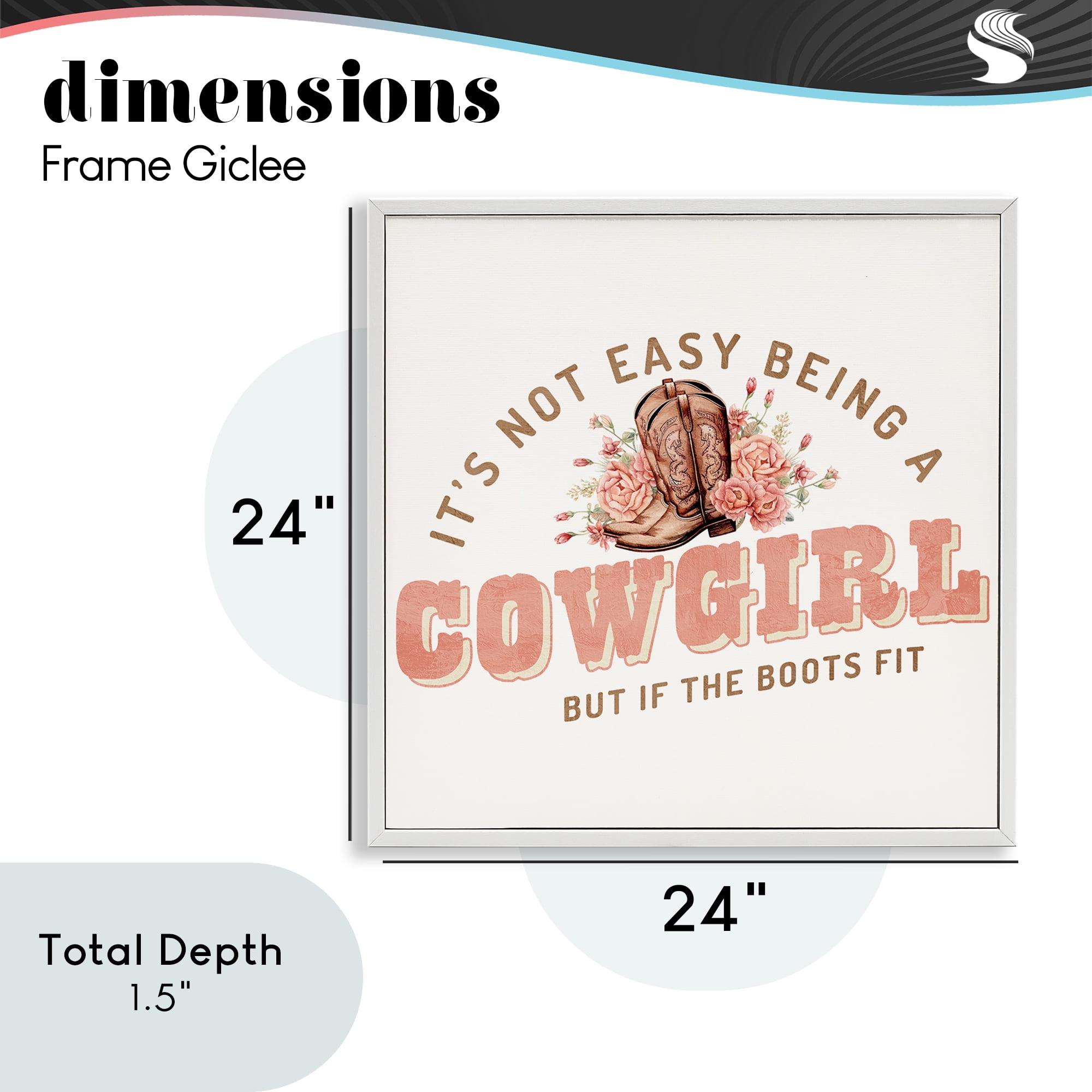 Not Easy Being Cowgirl White Framed Giclee Art, design by Kim Allen