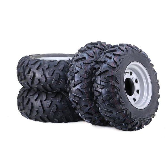 WANDA ATV Tire Wheel Assembly 27X9-12 27X10-12 6-Ply P3501 with 4 Lugs on 156 PCD 4 3 Silver Wheel-Set 4