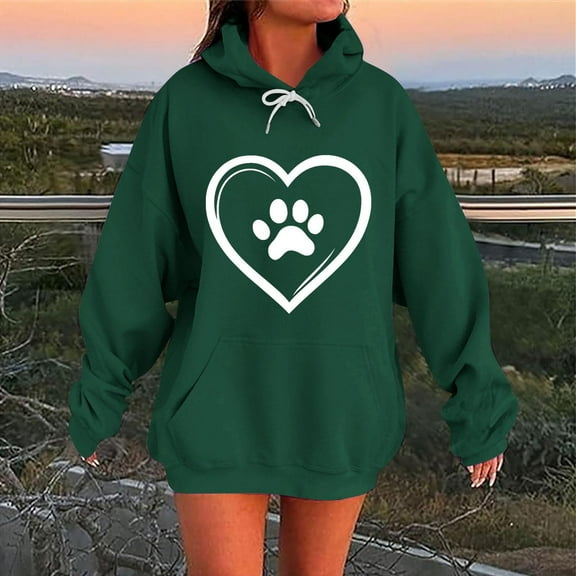 Guieoi Plus Size Jackets Women Winter Casual Christmas Solid Color Round Neck Long Sleeve Pullover Blouse Hooded Sweatshirt Green Black*Friday/Cyber*Monday