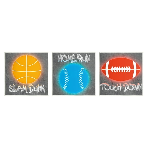 Stupell Industries Sports Graffiti Phrases Sports Painting Unframed Art Print Wall Art, 12 x 12, Set of 3