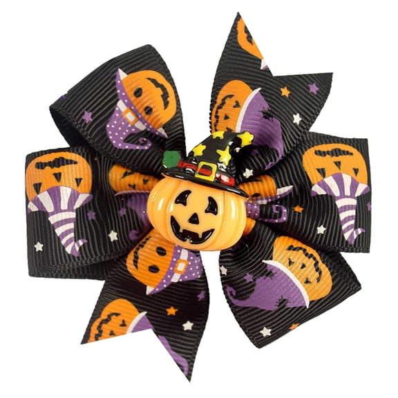 Ticikt Girls Halloween Bow Hair Clip, Cartoon Pumpkin Barrettes Kids Party Hair Accessories