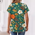 thumbnail image 5 of BOMYJESK Women Shirts Short Sleeve Dressy Casual Basic Top Floral Print V Neck Trendy Blouses 2026 Spring Going Out Loose Fit Clothes Green XXL, 5 of 7