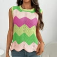 thumbnail image 6 of Lenpel Women's Tank Tops Summer Casual Sleeveless Crew Neck Hollow out Color Block Lightweight Sweater Vests Tunic Knit Shirts, 6 of 7