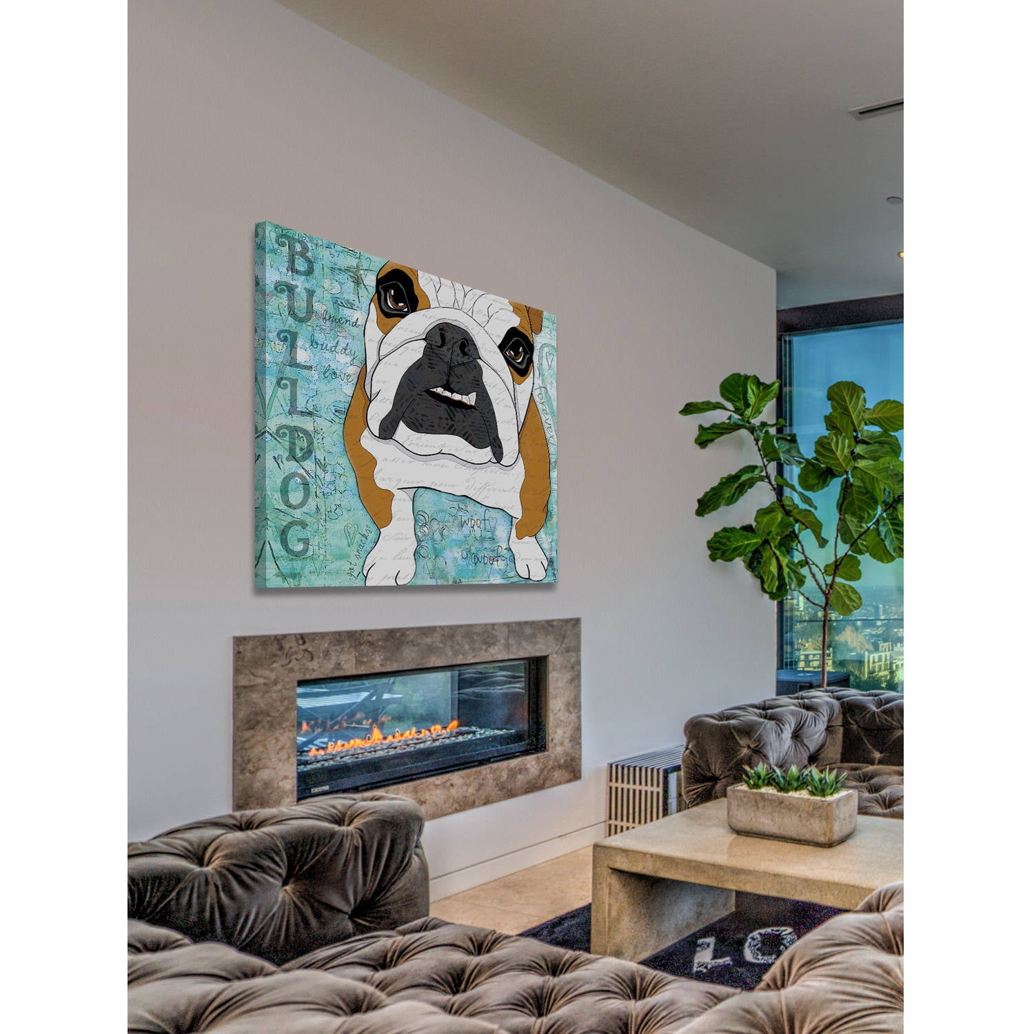 "Pop Art Bulldog" Painting Print on Wrapped Canvas