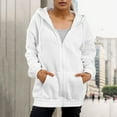 thumbnail image 3 of Arlun Womens Zip up Hoodies Oversized Loose Comfortable Workout Hooded Sweatshirts Long Sleeve Lightweight Solid Color Casual Hooded Jackets with Pockets White XL, 3 of 7