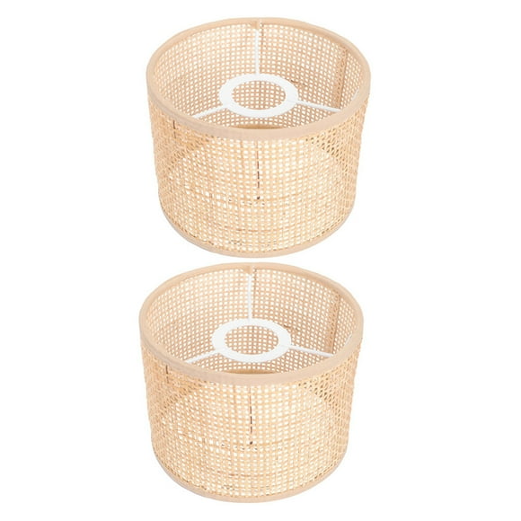 UPOUART 2pcs Rattan Lamp Shade, Wicker Lamp Shade Replacement Woven Hanging Light Cover For Floor Chandelier Desk Lamp