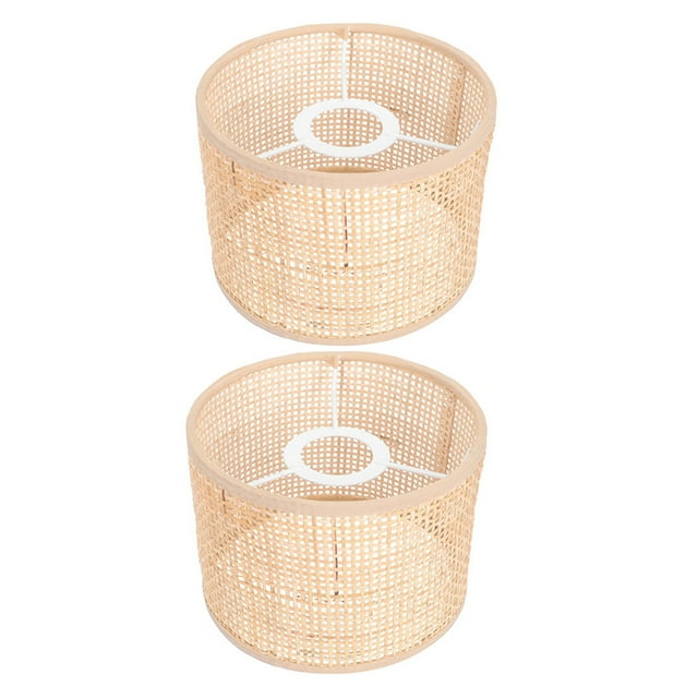UPOUART 2pcs Rattan Lamp Shade, Wicker Lamp Shade Replacement Woven Hanging Light Cover For Floor Chandelier Desk Lamp