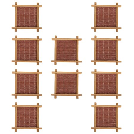 

Bamboo Coasters 10Pcs Drinks Bamboo Saucer Heat-Resistant Teacup Pad Tea Ceremony Accessories