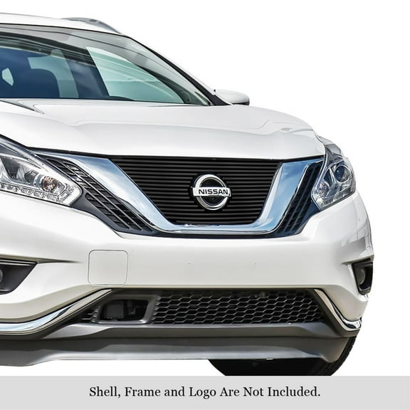 2015-2018 Nissan Murano With Logo Show Stainless Steel Black Powder Coated Finish Horizontal Billet Black Stainless Steel Billet Grille