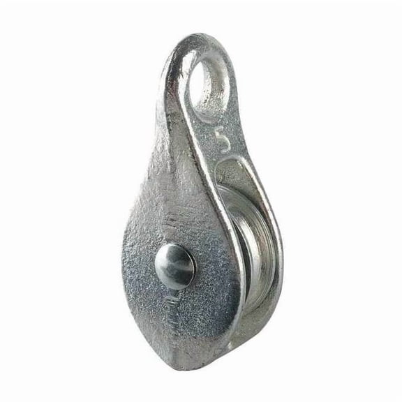 Pulley Block, Fibrous Rope, 3/8 in Max Cable Size, Not Rated Max Load, None