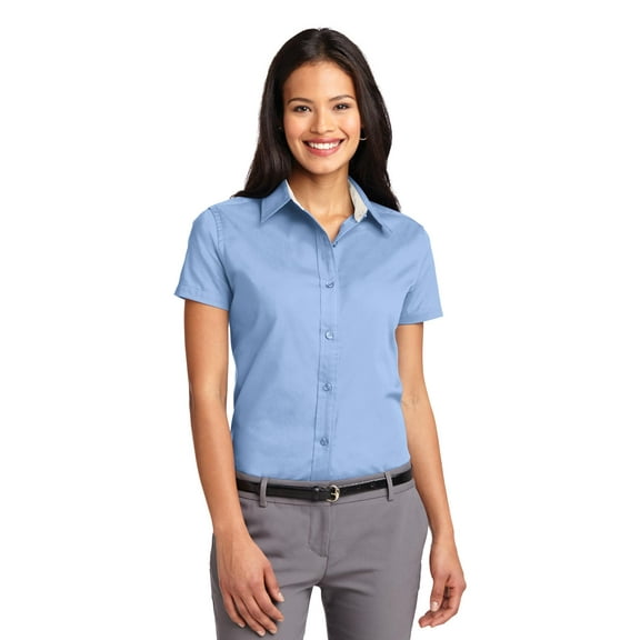 Port Authority Ladies Short Sleeve Easy Care Shirt. L508 , L508 , Light Blue/Light Stone , X-Large