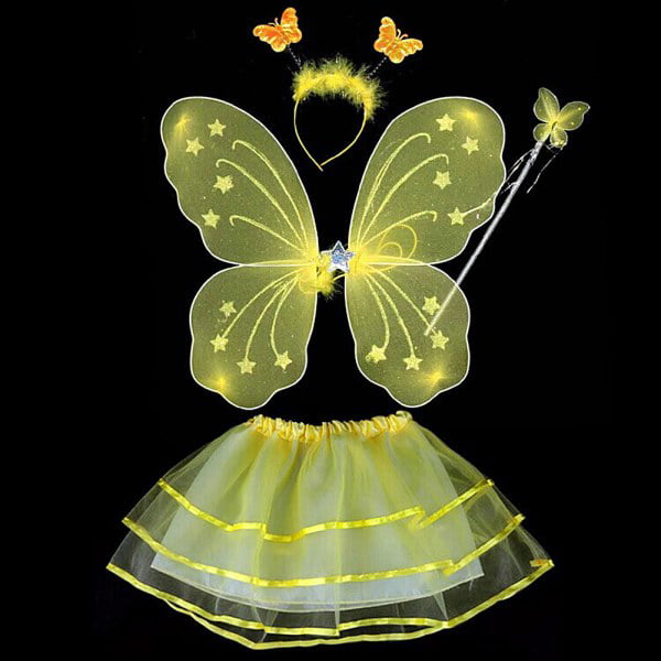 Girls Fairy Butterfly Angel Wing Tutu Skirt Halloween Dress up Party Costume 