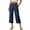 Navy, variant on Nestiefly Women's 2026 Linen Cropped Pants Elastic Waist Wide Leg Summer Beach Capris Gray S