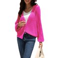thumbnail image 3 of KOMOO Women Crochet Knitted Cardigan Long Sleeve V-neck Hollow Button Sweater Loose Open Front Knit Sweater, 3 of 7