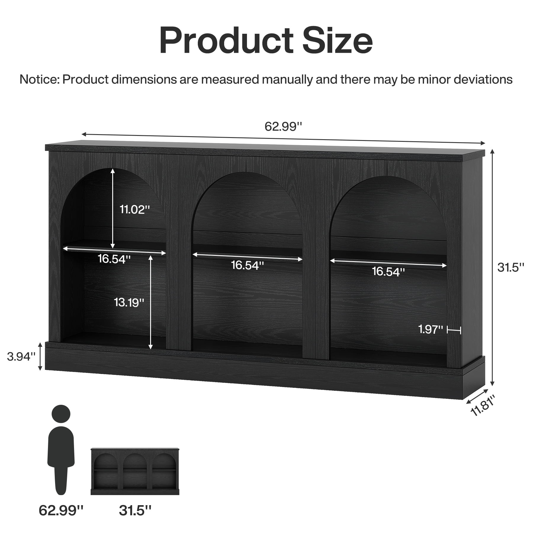 Tribesigns Farmhouse TV Stand for 55/60/65 Inch TVs, Entertainment Center with Storage Cabinets, Black