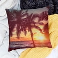 thumbnail image 2 of Throw Pillow Cover Hawaii Sunset Beach Palm Trees Seagull Print Home Decor Pillowcase for Sofa, 2 of 5