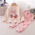 thumbnail image 2 of NOLDARES Toddler Baby Girl Fall Winter 2 Piece Clothes Set Long Sleeve Crewneck Sweatshirt and Pants Outfits Cozy(Light Pink,6-7 Y), 2 of 4