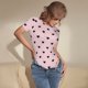 thumbnail image 3 of Balery Cute Cat Body de cuello redondo de manga corta para mujer Tops de manga corta Tops básicos-Medium, 3 of 7