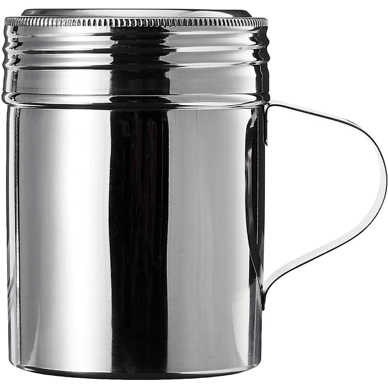 EHOMEA2Z Stainless Steel Dredge Shaker 10 oz Ideal for Salt, Spice, Sugar, Flour (1, 10 oz with Handle)