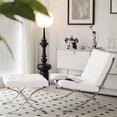 thumbnail image 5 of CRO Decor Genuine Leather Cowhide Tufted Accent Lounge Chair With Ottoman(White), 5 of 13