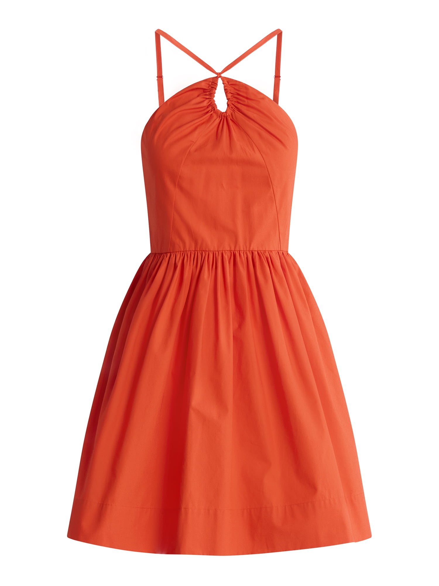 free assembly women's sleeveless fit and flare dress Free Assembly Women's Sleeveless Halter Fit and Flare Cotton Mini Dress, XS-XXL