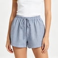 thumbnail image 5 of Women's Casual Loose Fit Lightweight Striped Shorts, Elastic Drawstring Waist, Soft Summer Beach Style, Travel Active Comfort, Casual Everyday | TruHer,Sky Blue S, 5 of 8