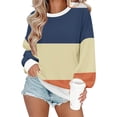 thumbnail image 2 of Pisexur Chandails en Molleton pour Femmes Col Rond Patchwork Colorblock Chandail Mode Décontracté Manches Longues pour Femmes Chandails en Molleton Amples pour Femmes, 2 of 5