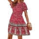 thumbnail image 3 of SAYOO Vestido de manga corta para mujer, estampado floral vintage, cuello redondo, botón trasero, vestido de playa de vacaciones de verano SAYOO  Moda, 3 of 9