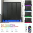 thumbnail image 4 of ANPOO Large 4 Doors Armoire Wardrobe Closet with LED Lights & Hanging Rods,70.9" Black Louver Door Wardrobe Armoire with 2 Drawers,LED Large Armoire Storage with Multi-Layer Shelves, 4 of 9
