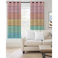 thumbnail image 2 of Pink Wooden Grain Blackout Curtains for Bedroom/Living Room, Thermal Insulated Kitchen Curtains, Vintage Chic Geometric Ombre Teal Grommet Darkening Window Treatment Drapes 52"x72"x2, 2 of 8