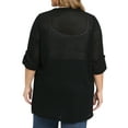 thumbnail image 4 of GRACE & GRANDEUR Women's Plus Size Lightweight Open Front Cardigans Hollow Out Crochet Knit Cardigan 3/4 Sleeve Side Slits Long Cover Up 1X Black, 4 of 7