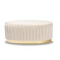 thumbnail image 2 of Baxton Studio Kirana Glam and Luxe Beige Velvet Fabric Upholstered and Gold PU Leather Ottoman, 2 of 5