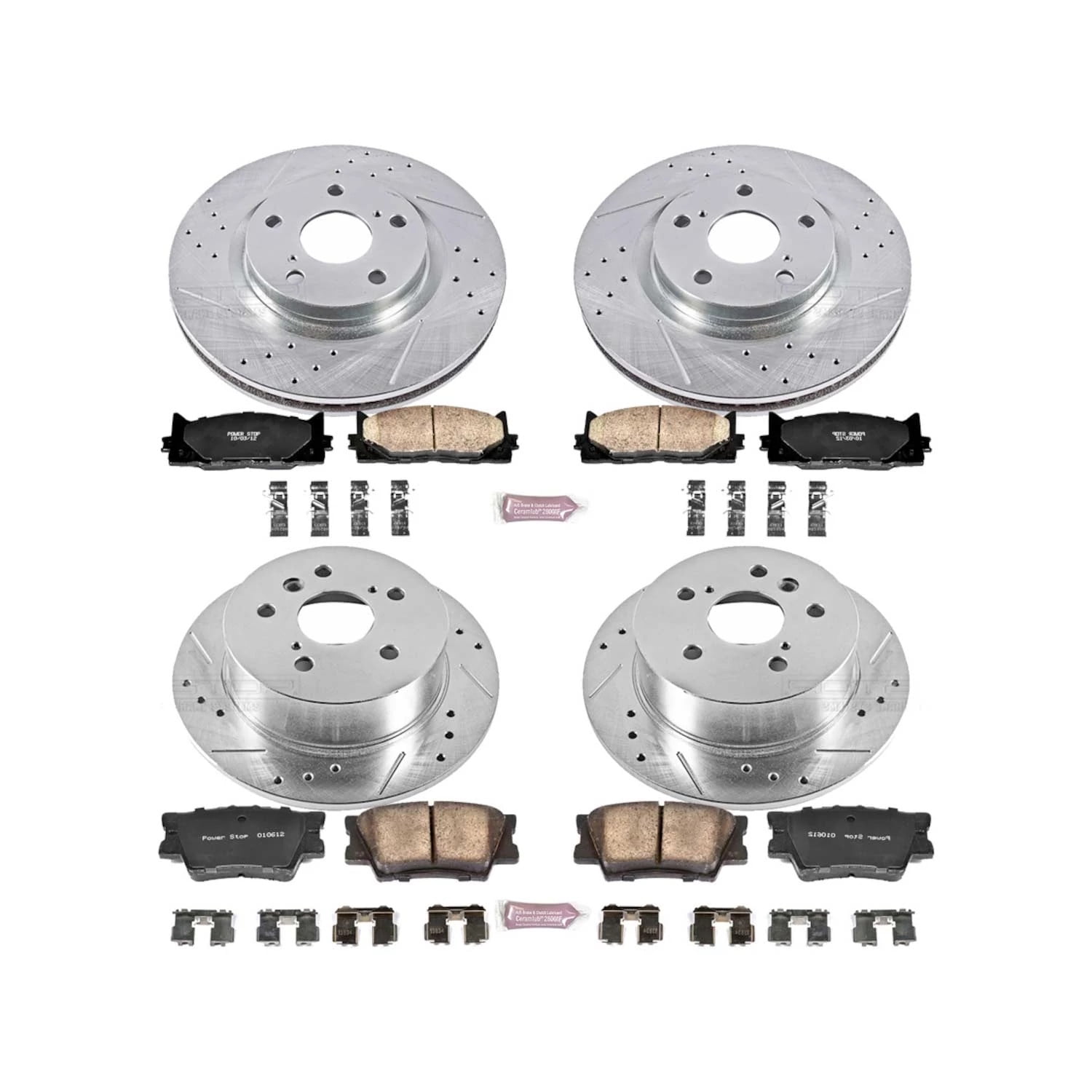 PowerStop Front and Rear Z23 Evolution Sport Carbon-Fiber Ceramic Brake Pad and Drilled & Slotted Rotor Kit Fits: LEXUS TOYOTA Select Models K2822
