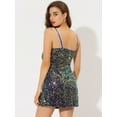 thumbnail image 4 of DARING DIVA Halloween Costume Glitter Sequin Spaghetti Strap Dress S Blue, 4 of 5