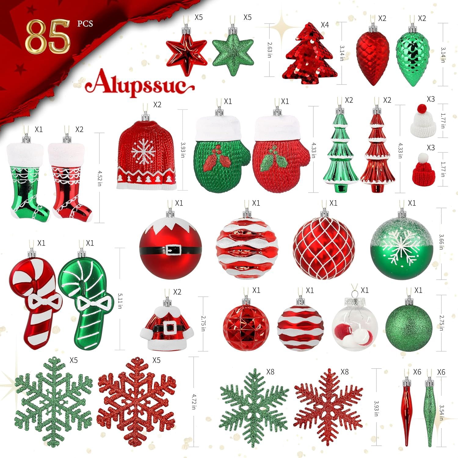 85ct Christmas Balls Ornaments Set, Colorful Shatterproof Plastic Christmas Tree Ornaments, Xmas Decorative Baubles for Christmas Tree Decorations with Hanging Strings