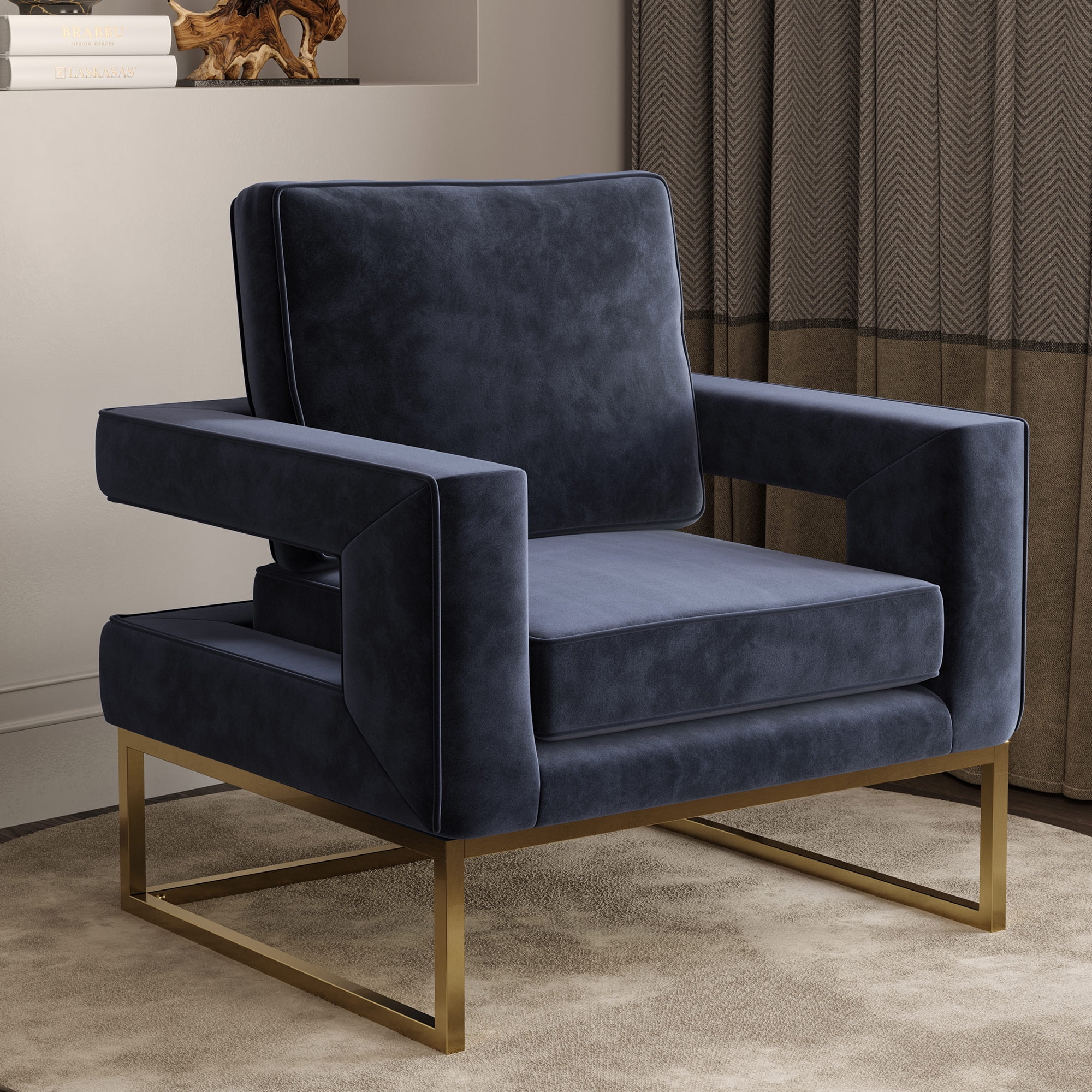 BELLEZE Modern Accent Chair Oversized Armchair Upholstered Velvet Chair