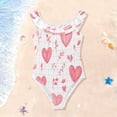 thumbnail image 3 of Girls Ruffled One Piece Swimsuit Summer Beach Vacation Swimwear Tank Swimsuit Pink Heart, 3 of 8